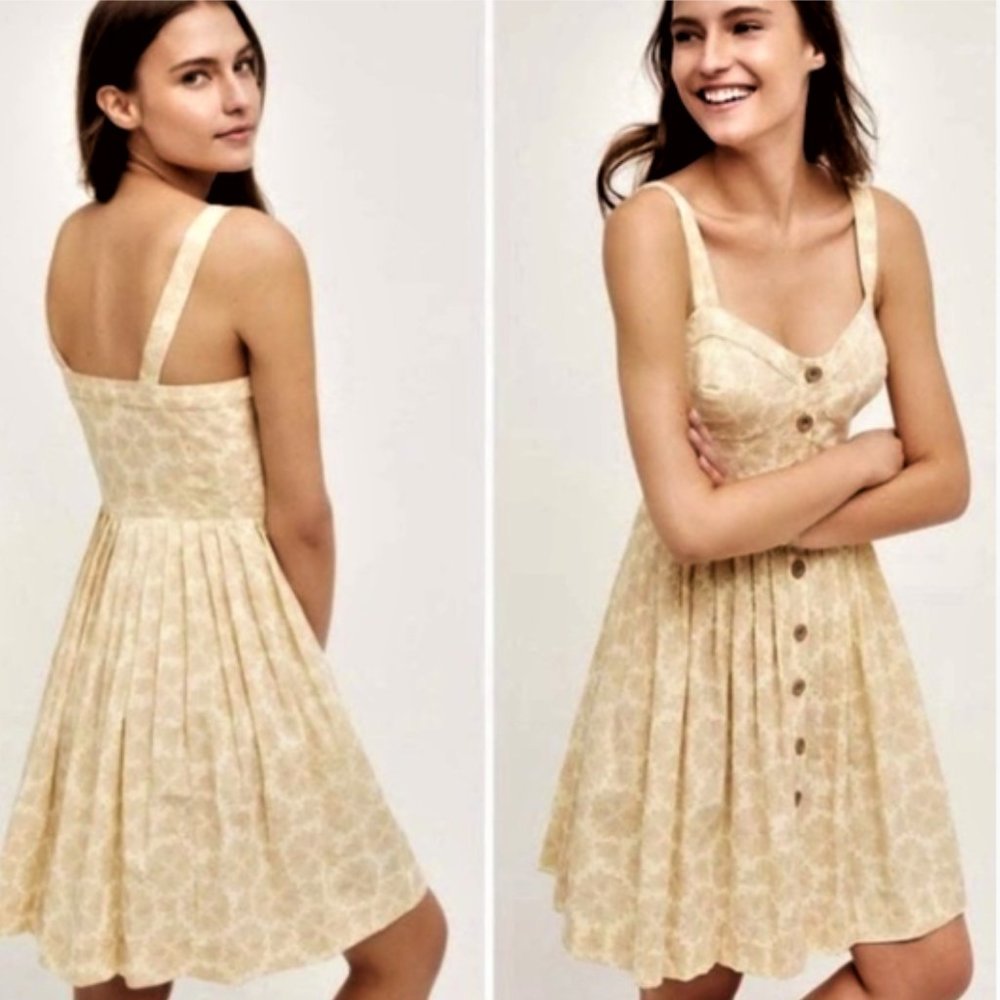 Anthropologie Maeve Dragonfly Floral Cafe Dress
